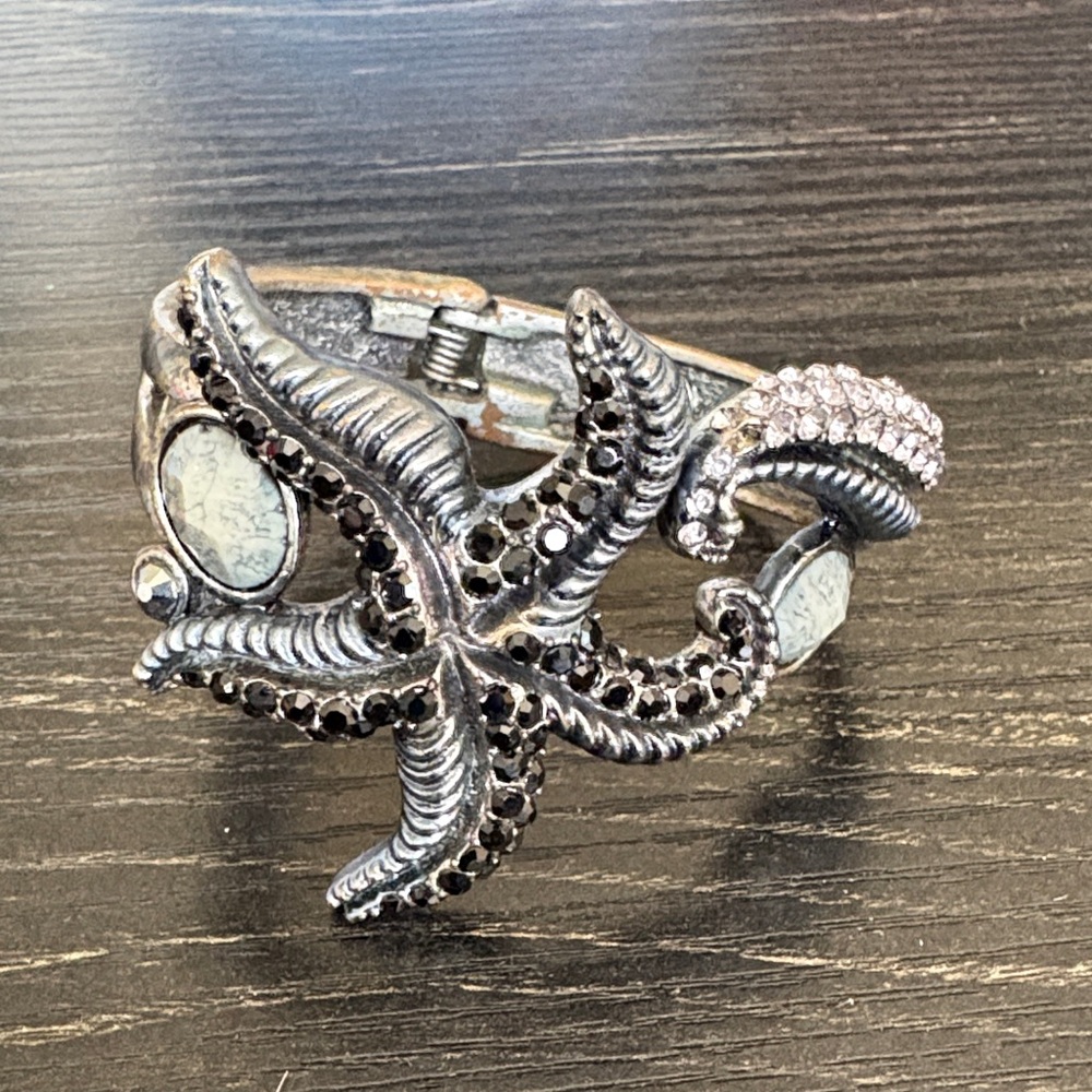 Silver Starfish Crystal Accent Bracelet - Women Jewelry